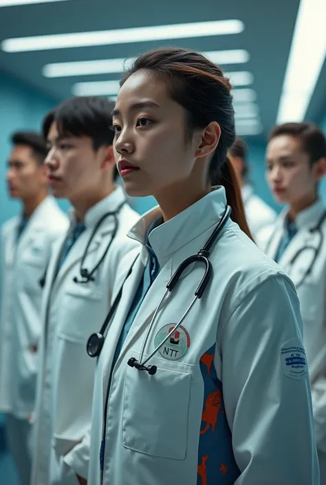 I need young doctors dressed in realistically designed and avant-garde medical uniforms 