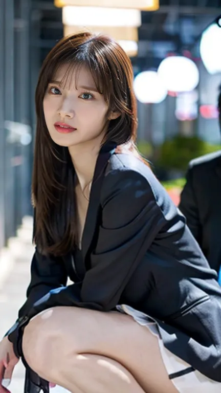  random hairstyle、 Long Hair、Long Hair、 straight hair、 wearing a suit jacket、 Button Open Jacket 、open suit、Wearing a suit is strict、An elite secretary for the upper class、 Wearing High Heels 、wear a suit、Wearing a suit、business woman、Business Wear、Wearing...