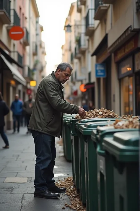 Photo d’un fou entraide jeter les ordures dans un bacs à ordures 