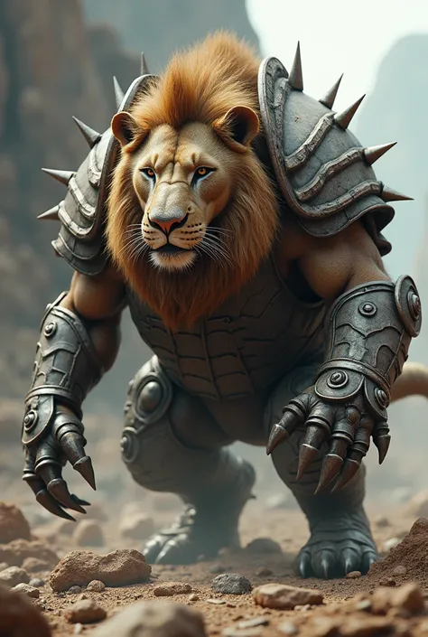 A lion mix with an armadillo aggressive 