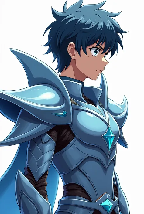  Full size image , full body,  From head to toe ,  in profile and in front of , Young boy, 20 years old, male anime character , strong, muscular, handsome and attractive,  wearing armor inspired by the style of the knights of the zodiac  (Saint Seiya),  ar...