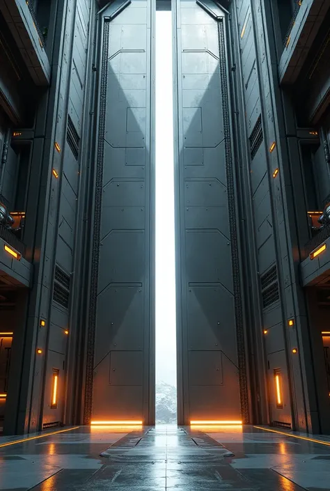 metal sci-fi doors of the spaceship, front view