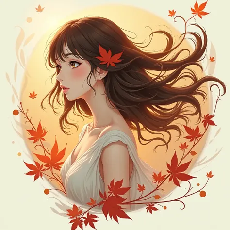 Maple leaf Girl anime abstraction logo