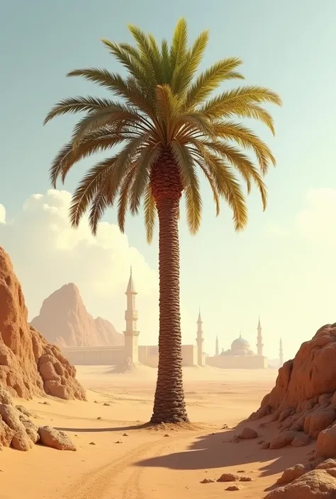 seen a date palm tree on the barren land in the city of Mecca