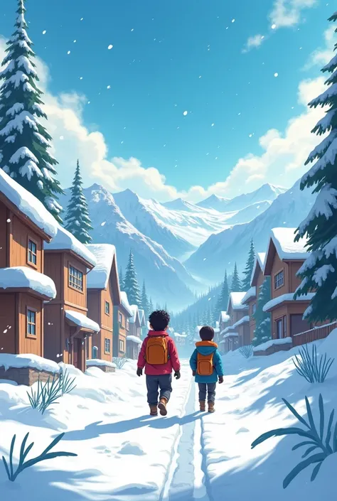  I want an animated image for elementary school ren according to this story :  PEOPLE FROM THE SIERRA DEL PERU FLEEING THE CITY WITH THEIR THINGS BECAUSE TOO MUCH SNOW IS FALLING, LETS SEE THE CITY FULL OF SNOW 