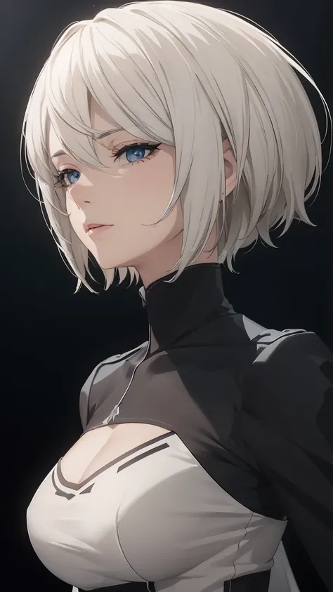 extremely detailed CG unity 8k wallpaper), (masterpiece), (best quality), (ultra-detailed), (best illustration), (best shadow), (absurdres) ,(detailed eyes), 2b, 1girl, short hair, white hair, solo, Intimidating women, admiral uniform, night, hero pose, wh...