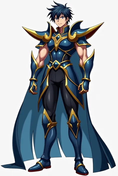  Full size image , full body,  From head to toe ,  in profile and in front of , Young boy, 20 years old, male anime character , strong, muscular, handsome and attractive,  wearing armor inspired by the style of the knights of the zodiac  (Saint Seiya),  ar...