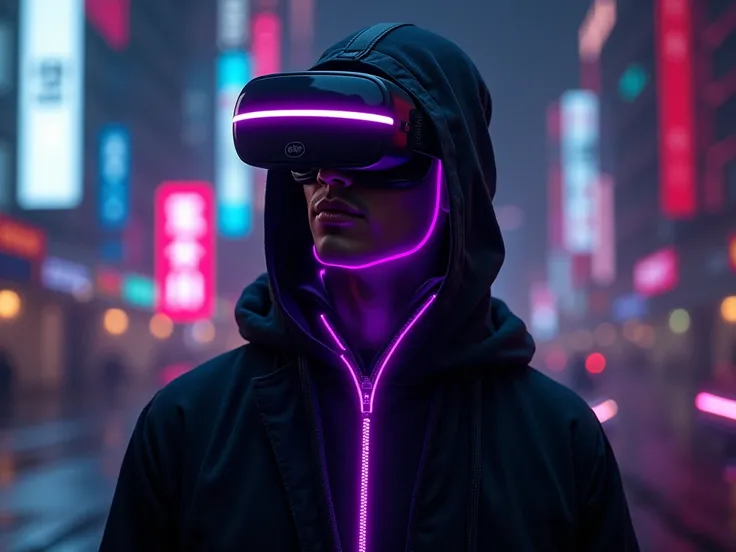 Photorealistic, This image has an atmosphere that echoes the cyberpunk era. (cyberpunk) An artistic and literary approach that often emphasizes the combination of high technology and problematic social structures. The character in the picture appears to be...