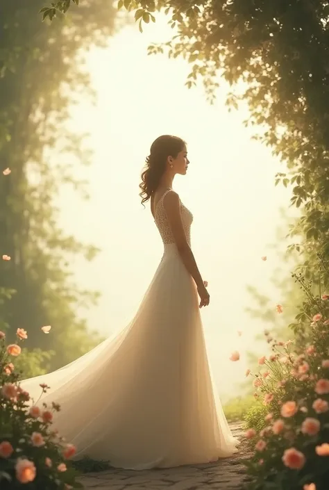 woman standing in front while looking at the person she is getting married from afar