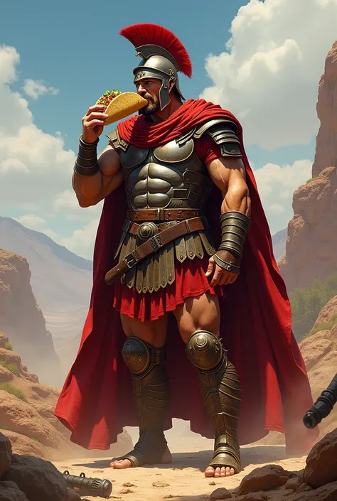 Spartan eats taco