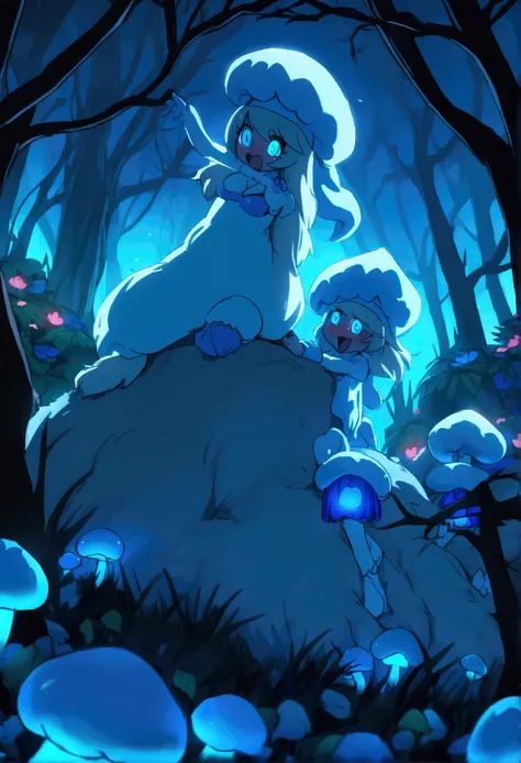 Smurfette having sex with a werewolf in the mushroom forest