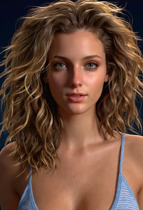 Realistyczne, sexy Realistic multiplier on 6743x, Photorealistic, Extremely attractive 26 yo girl, 1girl solo, American, close-up, girl next door, baggy clothes, night, messy hair, UDAN rendering enabled on ultra