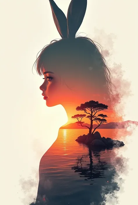 high quality, 8K Ultra HD, A beautiful double exposure that combines an goddess silhouette with sunset coast, sunset coast should serve as the underlying backdrop, with its details incorporated into the goddess , crisp lines, The background is monochrome, ...