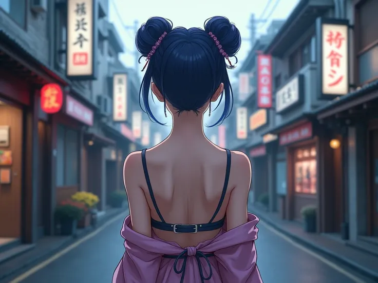 (nsfw:1.2), masterpiece, Best Quality, Realistic, A front view of a mysterious and sophisticated girl. shampoo, ranma 1/2, Robe Qipao, Bun head、Cheveux larges bleus et violets, à double queue、Gros seins chinois. Pose suggestive et sensuelle, Arrière-plan v...