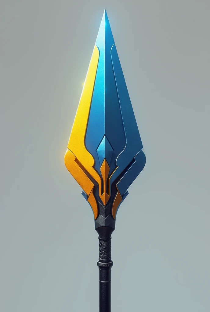 Blue and yellow spear With black handle