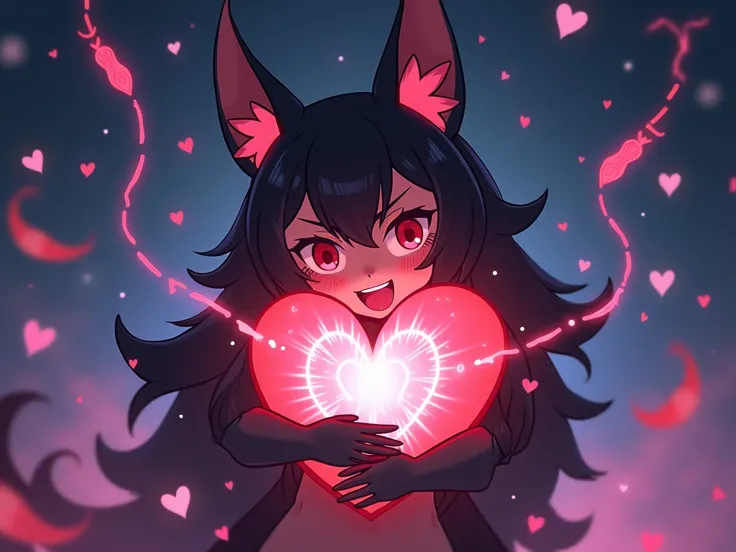 Kuromi embracing a lively heart