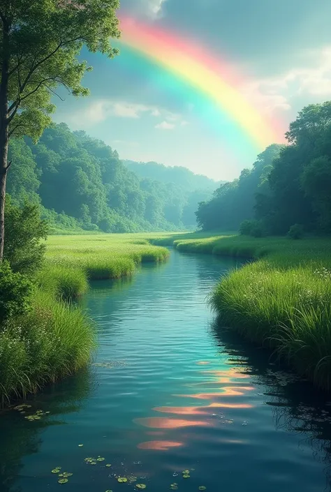 beutiful nature beuty river. rain rainbow 