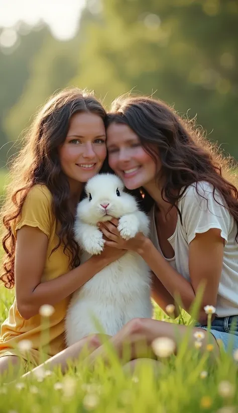 Format 9:16. You can use your creativity, create a wonderful video showing the joys of these two with the right to hug their bunny friend and just be very happy