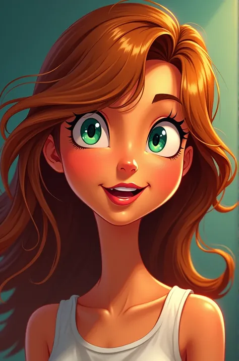 diana lombard, martin mystery, cartoon, female, cartoon character, brown hair, emerald green eyes, apricot skin