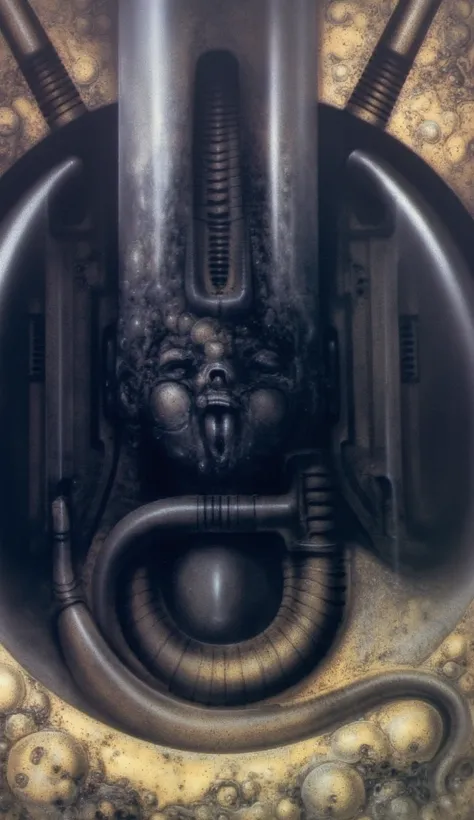 H. R. Gigers g1g3r, , Giger_style, H. R. Gigers g1g3r, , Giger_style, The image is a detailed view of H.R. Gigers " Landscape X" plate, featuring     (best quality:1.4), anatomically correct limbs, (Triadic:1.1), (Proportion:1.1),  , (Reflected light:1.2),...