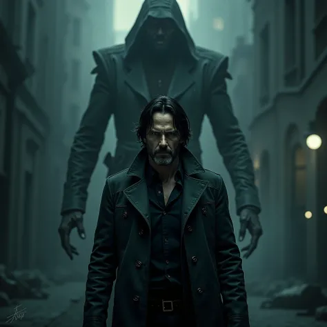 Thats a poster for the upcoming film Constantine 2. The image shows Keanu Reeves in the title role, with a large demonic figure looming behind him. The text clearly indicates that this is a teaser for the movie, slated for release in 2024.

