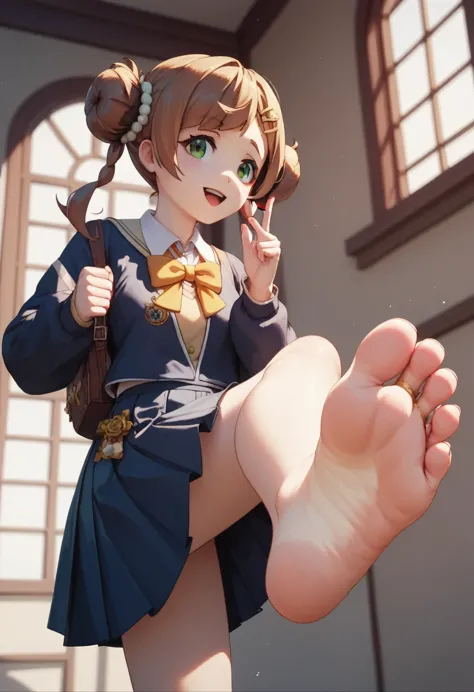 mami, foot focus, masterpiece, Highest quality, Very detailed, high school girl、Diving