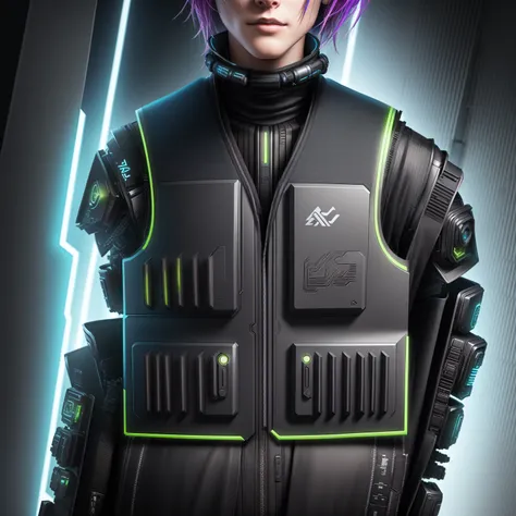 gear vest, cyberpunk style, photorealistic, no people