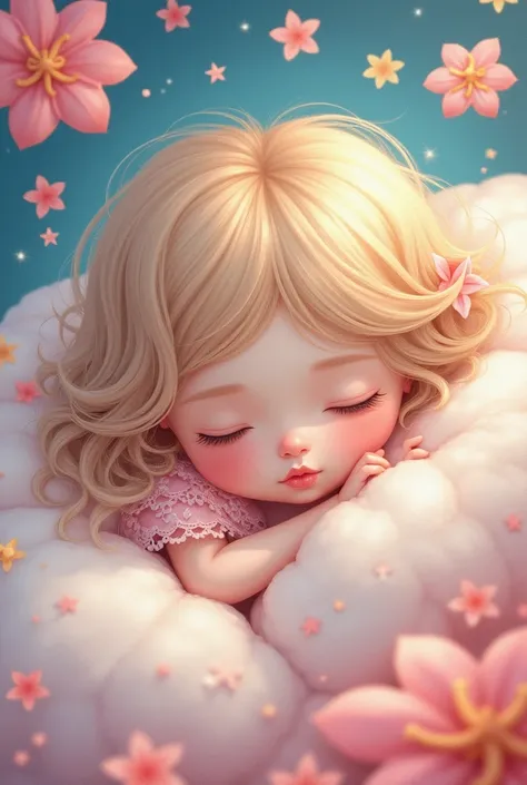  cute、Ultra delicate、High image quality、pop、 bright 、Patchwork、、 girl.、cute、Fantasy、Fluffy、Sleeping