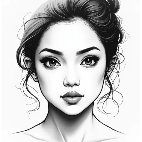 (highest quality, High resolution, close up, masterpiece:1.2), Super detailed, actual:1.37, Black ink sketch, smooth lines, Expressive facial expressions and gestures, simple background, Emphasis on light and shadow and spatial perception, Plenty of negati...