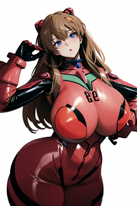 evangelion's aska　beauty　woman　20th generation　　big breasts　 k cup boobs　tight catsuit　cute　looking up