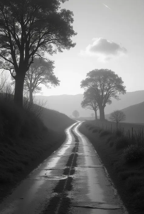 Road image reminiscent of old memories in black and white