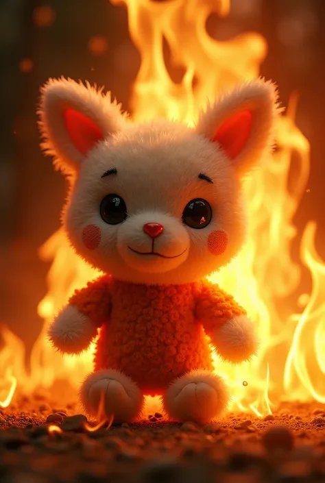 Labubu,doll, Realistic,fire