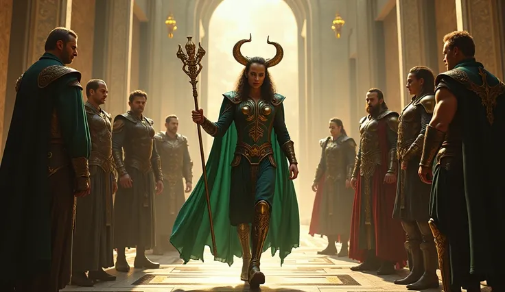 Loki’s Farewell: Show Loki walking away from the gods, throwing a cheeky backward glance. The gods behind him are visibly tense, with Odin rubbing his temple in exasperation while others exchange doubtful glances.