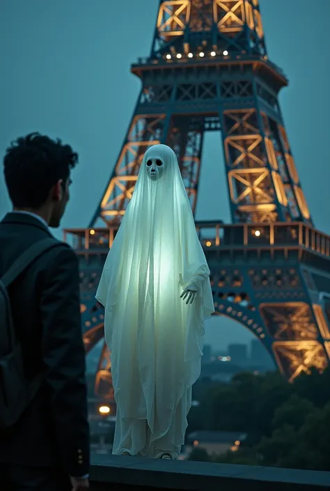 Para turis asing melihat hantu pocong di menara eiffel 