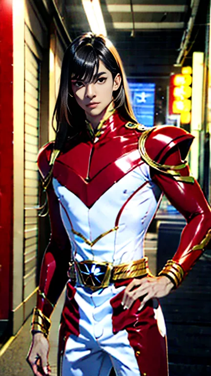 (  best quality ),backstreets,    japanese , beautiful young prince handsome   ,   sparkling power rangers suit , 18 years old, ...