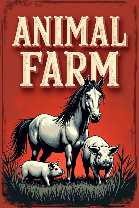 Animal farm graphic novel book cover bangla The cover of the book will have animal farm, piggie, horse,and the color will be red and black The size of the cover will be width 6 inches, length 9 inches 