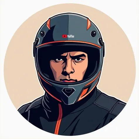 avatar for the YouTube channel .  in the head circle of a man wearing a motorcycle helmet