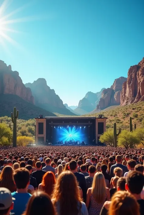 An Arizona concert with daylight blue sky 4k ultra realism only the right