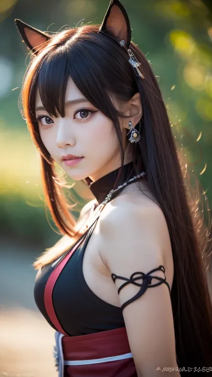 best quality, masterpiece, highres, 1girl,,yae miko from genshin impact cosplay,hair ornament,necklace, jewelry,Beautiful face,upon_body, tyndall effect,photorealistic, dark studio, rim lighting, two tone lighting,(high detailed skin:1.2), 8k uhd, dslr, so...