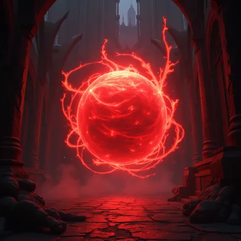 Gothic realistic anime red energy sphere 