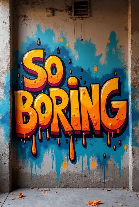 Create me a graffiti that says SO BORING 
And in smaller letters above TA CHATO Let MIKE VALAK say