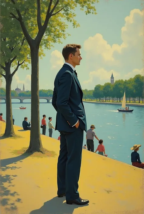 The character in the painting 「A Sunday afternoon on Île de la Grande Jatte」 wishes for a birthday