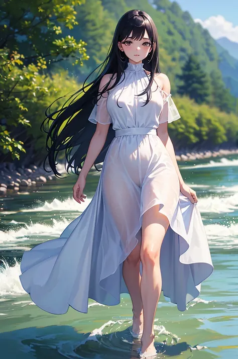 ( one girl, Long black hair,  dark eyes, Whitening, 
 height 148 cm, Bust 80 cm ,  waist 56 cm,  Hips 80 cm , 
human, , :1.2), 
(最 High Quality :1.2), (masterpiece:1.2), ( highres icon:1.2), ( very detailed :1.2), 
( anatomically correct:1.1), ( anatomical...