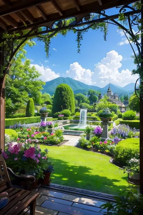  best quality、Lush garden、 mystical atmosphere 、 beautiful view