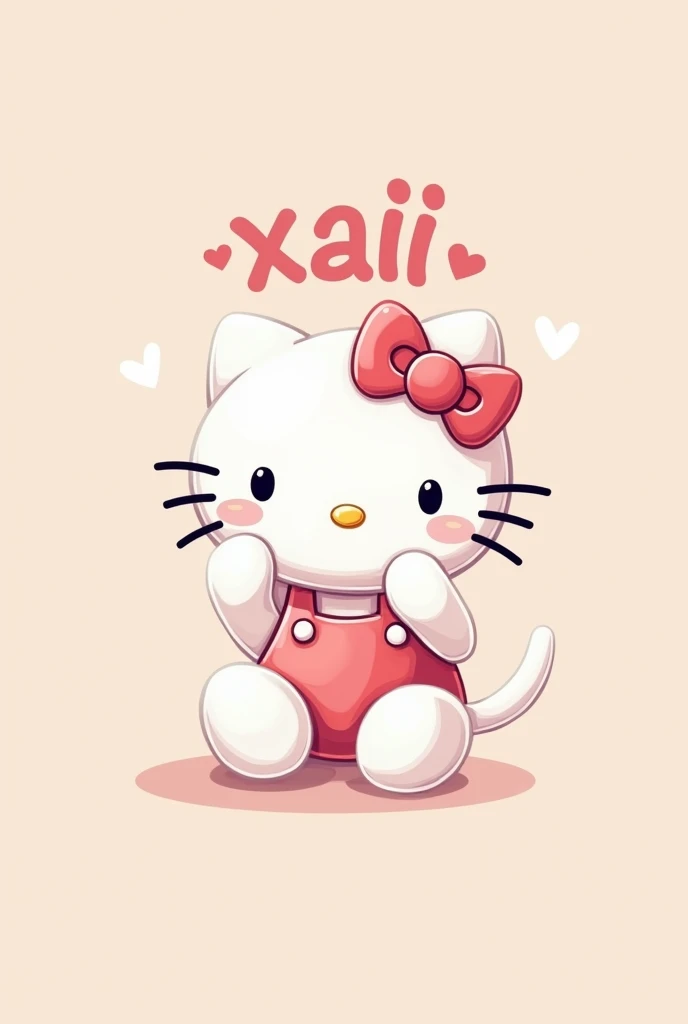 Hello kitty, put "Xaii" top of the head