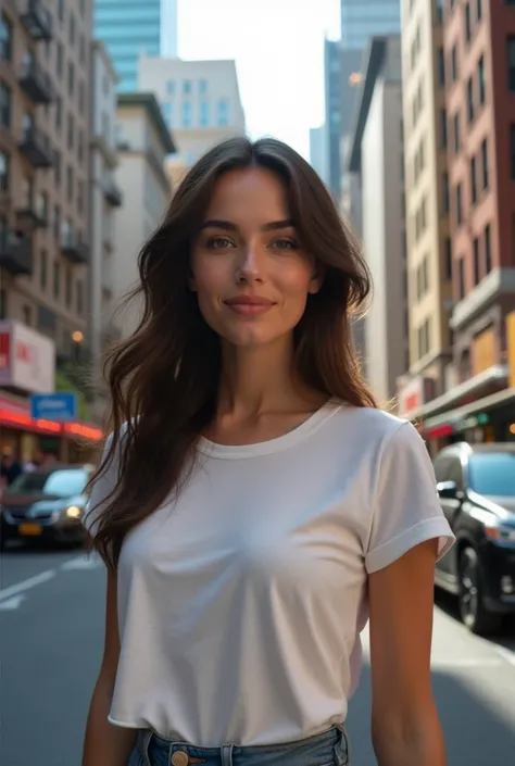 a beautiful 36 years old women in new york city whit t shirt