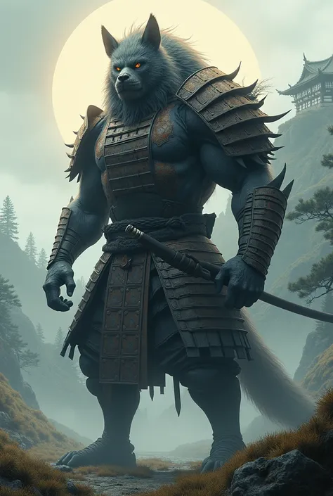 a beast as a Japanese samurai 