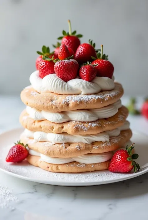 Make me a beautiful strawberry pavlova