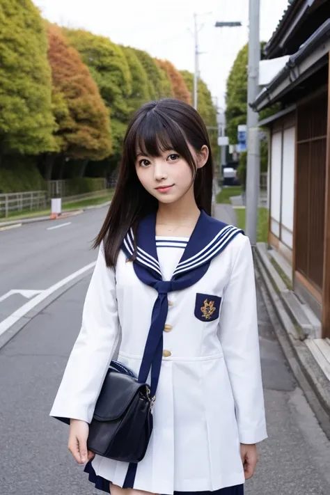 Japanese people similar to Koizumi Kyoko、Student uniform sailor uniform 、On the way to school、