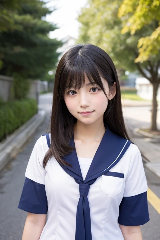 Japanese people similar to Yoshinaga Sayuri、Student uniform sailor uniform 、On the way to school、